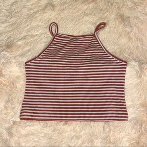 Orange and white halter crop top